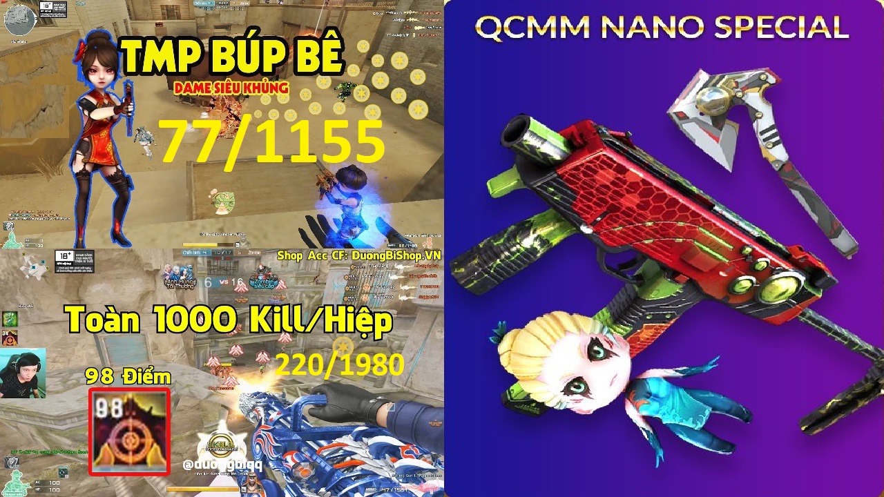 TMP BB | Combo Nano | 6N Prime | Gói SC | NV Vô Hạn Đạn + Hiện Máu Zombie | 7 Balo